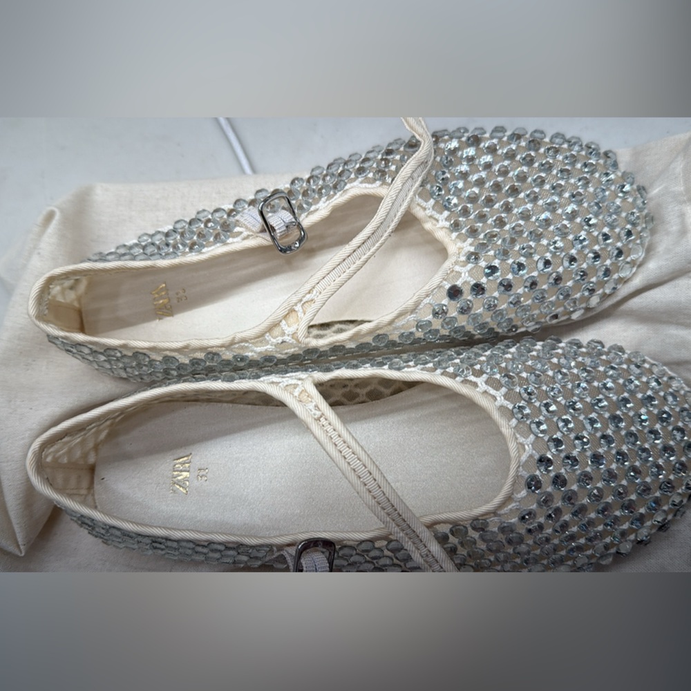 Zara girls  Silver Embellished Flats
